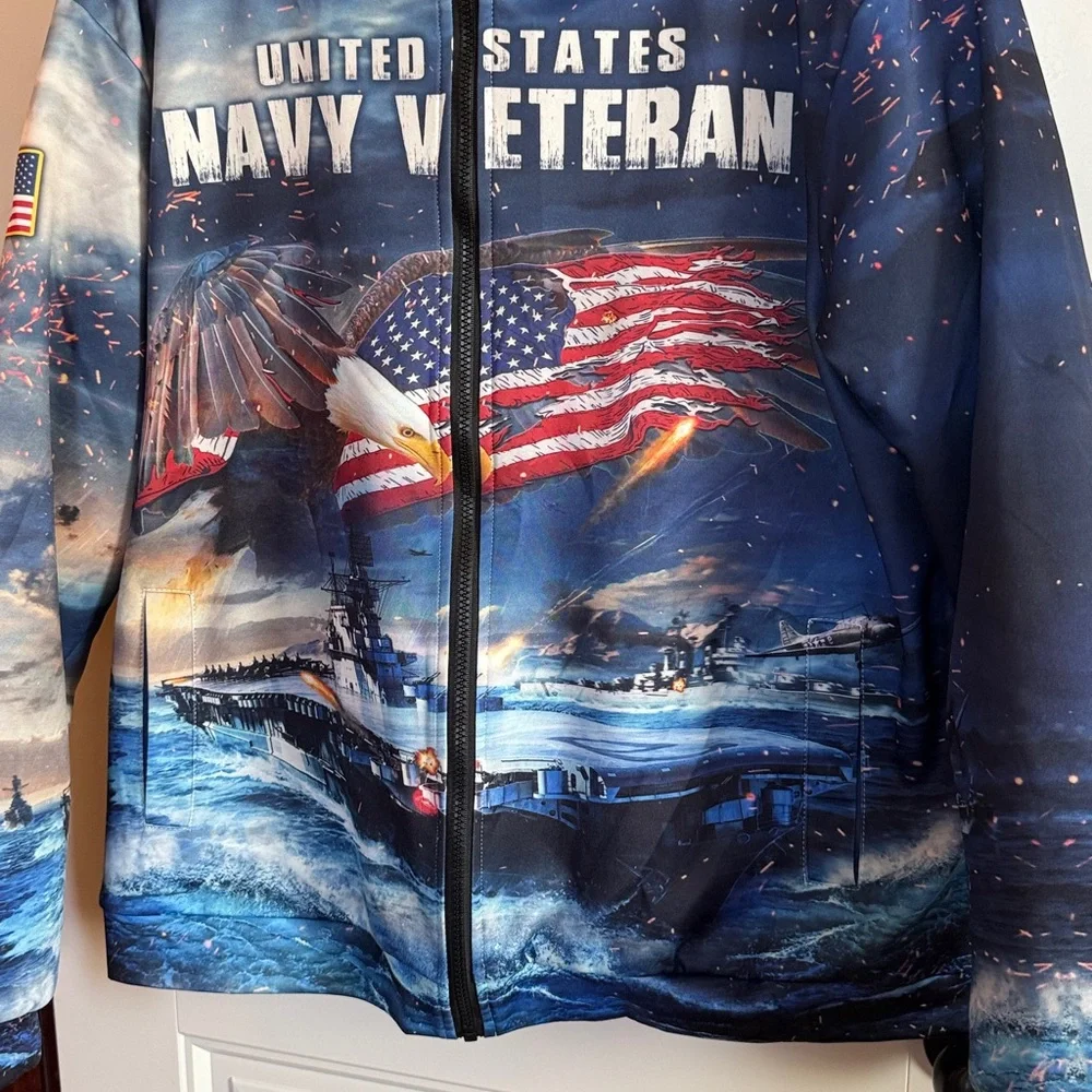 United States Navy Veteran Jacket, fleece lined.  XL, Excellent  Condition. Nice